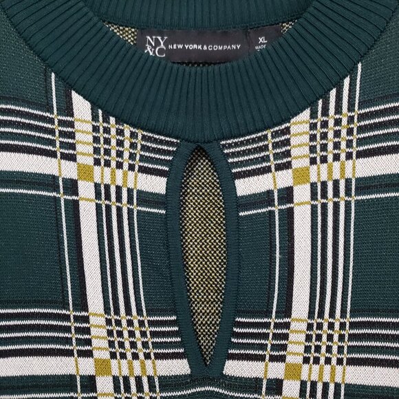 NYC New York & Company Plaid Dress Size XL Green Academia Preppy Collegiate 90s - Picture 9 of 16